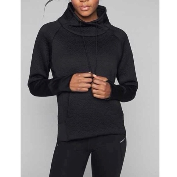 Athleta Jacquard Elevation Quilted Oversized Pullover Sweatshirt Black Sz Small - Picture 1 of 9